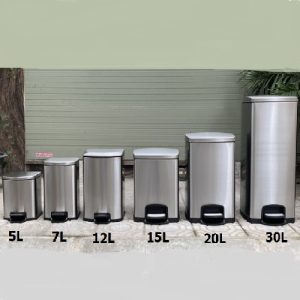 Thùng rác inox đạp chân vuông phủ Nano